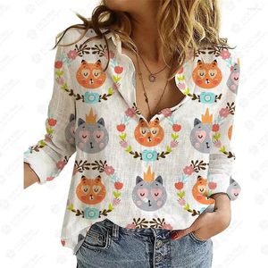 Blouses Femmes Chemise Femme Automne Casual Print Designs À Manches Longues Lâche Dames Chemises Toutes Saisons Indie Folk Légère Strech Régulier