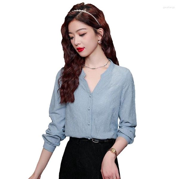 Blouses pour femmes femmes chemise classique en mousseline de soie Blouse ample à manches longues dame Style Simple hauts vêtements féminins Blusas