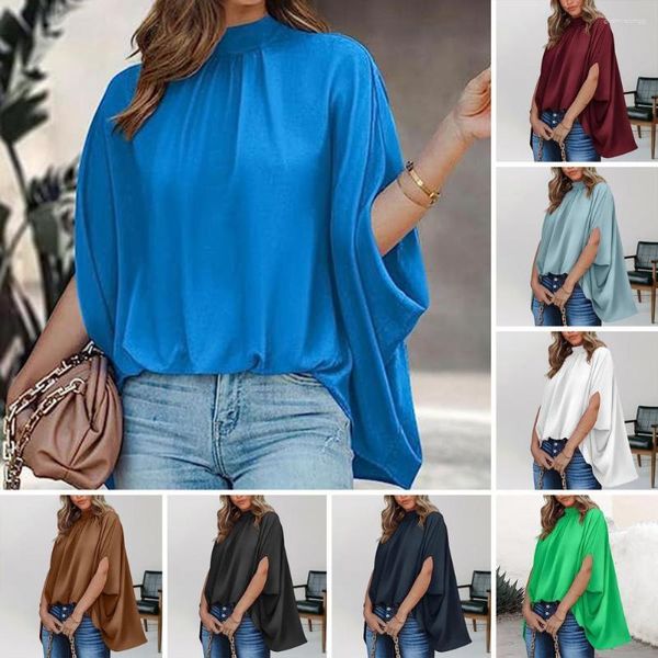 Blusas de mujer Camisa de mujer Jersey Color sólido Suelto de gran tamaño Señora Verano Causal Mangas de murciélago Blusa Traje de niñas