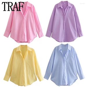 Blusas de mujer Camisas de mujer y camisa blanca rosa Mujer de manga larga con botones de gran tamaño azul casual