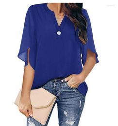 Blouses pour femmes femmes sans bretelles col en V solide Sexy coupe basse profonde hauts chemisier chemise d'été demi manches pull décontracté grande taille Blusa