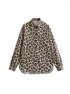 Blouses pour femmes Streetwear Style Tenue Collier Loose Animal Imprimé Blouse Tops Vintage Léopard Summer Single Breasted Long Shirts