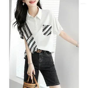 Blouses pour femmes Femmes Imprimé à rayures Asymétrique Patchwork Blouse Summer TRENDY SIMPLES CHAMPES CASSOIRES CHAMP