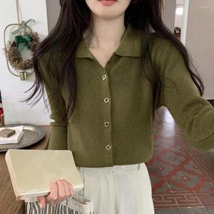 Women's Blouses Women Sweaters schattige knop omhoog O-neck lange mouw pullovers herfst bodfing shirts Koreaanse eenmalige borsten ondervacht