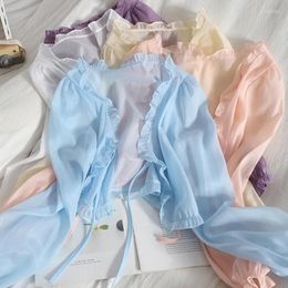 Blouses pour femmes Femmes Mince Manteau Casual Dentelle Arc D'été Protection Solaire Vêtements Femme Cardigan Chemise Vêtements Tops Blouse Pour Femme Couvre