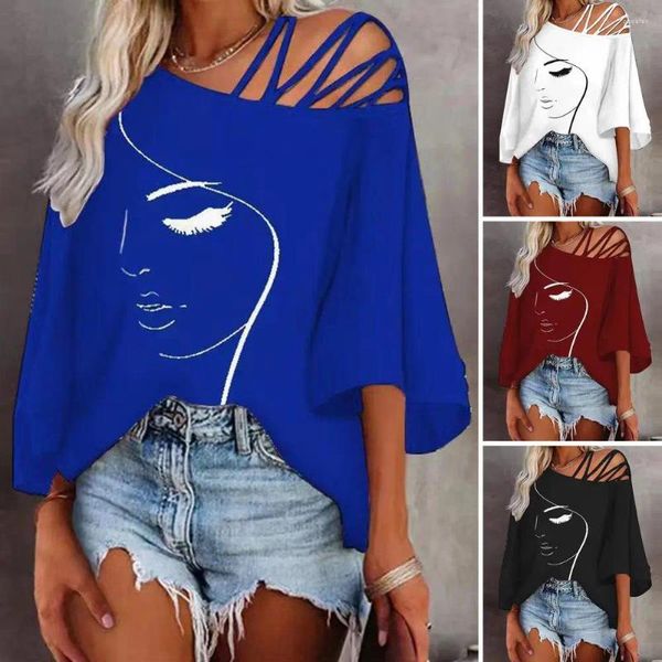 Bloses de mujeres para mujeres Top de primavera de verano Tops de verano Collar de tiras BLUSIÓN FITA FITA LOLE TEE CAMISA SIDA TANTADOR