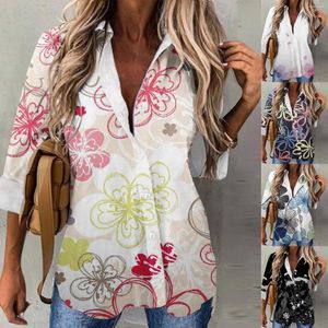 Blouses pour femmes haut pour femme mode coton Spandex décontracté printemps et été imprimé Cardigan manteau fleur état chemises pour