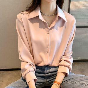 Blusas de Mujer Tops de Mujer Moda de Primavera Camisa Formal de Estilo Ol Camisa Blanca de Manga Larga con Botones Blusa de Oficina para Mujer Top Coreano básico Elegante
