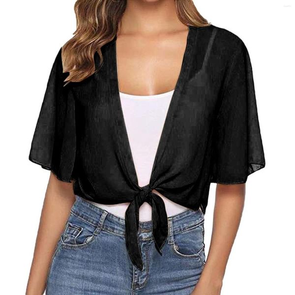 Blouses pour femmes Tops Tops Tie AVANT CHIFFORS DE LACE DES CHIFFOR