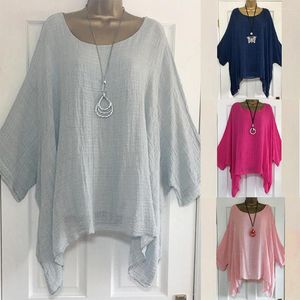 Damblusar Damblus Dam Casual Plus Size Lös bomull Linne Enfärgade Toppar Skjorta Blusas Mujer De Moda 2023 Camisa Feminina