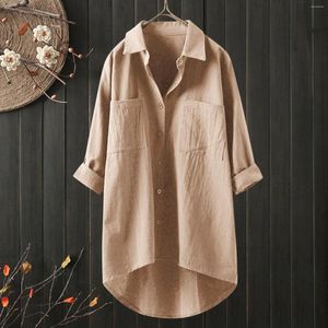 Dames blouses dames button down shirts vaste klassiek klassiek kantoorwerk revers Cardigan tops casual losse Koreaanse dames shirt