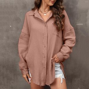 Blusas de mujer Camisa de pana para mujer Camisa informal de manga larga con botones para mujer