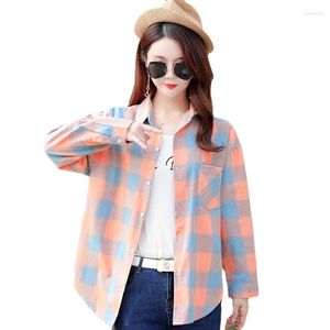 Damesblouses Damesmode Los geruit overhemd Lange mouw Dames College Student Casual blouse M-XXXL Dames Tops Kleding Camisas De