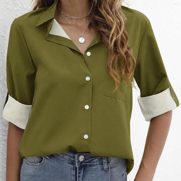 Blusas de mujer Camisas largas para mujer Camisas con botones para mujer Camiseta suelta con cuello en V Camiseta informal Paquete de camiseta suave
