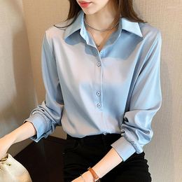 Damesblouses Damestops en basic casual effen shirts met lange mouwen All-match Blusas Mujer De Moda Kantoor Dame Kleding