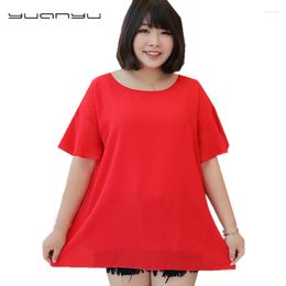Damesblouses YUANYU chiffon-overhemden in lange rode mode-vrijetijdskleding Geschikte meisjesvrouwen en volwassen trend