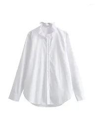 ZADATA – chemisiers pour femmes, décontracté, polyvalent, élégant, rétro, Simple, simple boutonnage, col empilé, adapté aux chemises de bureau, 2023