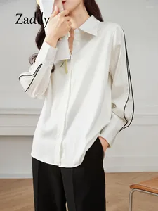 Blouses des femmes Zadily 2024 Bureau d'été Lady Femme Blanc Basic Shirt Style Kore Sleeve Long Manche Femme Blouse TUNIQUE Vêtements féminins Tops