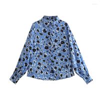 Blouses pour femmes Zatrhmbm 2023 Automne Fashion Animal Imprimé vintage Long Man sur les chemises femelles décontractées Blusas Chic Tops