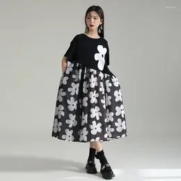 Blouses pour femmes Zhongchuang Rizhen Design se sent lâche et mince grande robe swing d'été 2024 jupe de chemise à fleurs en maille épissée