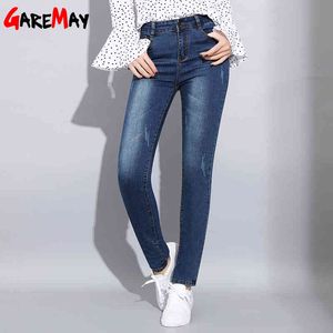 Jeans bleus pour femmes Stretch Classics Denim Pants Mom Taille haute Skinny Ladies Casualfor 210428