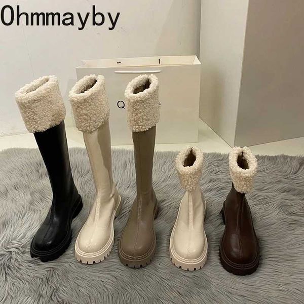 Botte pour femme pour l'hiver, fermeture éclair, fond épais, bottines longues de chevalier, chaussures de styliste pour filles