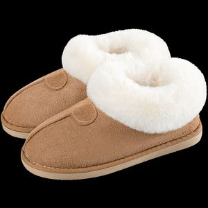 Chaussures de bottes pour femmes pantoufles d'hiver plus glissades de fourrure coudre des chaussures plates pour fille en peluche en daim keelue au chaud rose femme décontractée