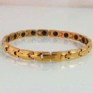 Bracelet femme thérapie magnétique élégante pour le soulagement de la douleur arthritique en acier inoxydable avec chaîne de poignet strass cadeaux de santé lien