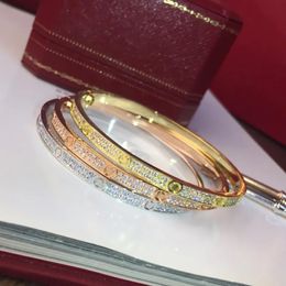Damesarmband Gouden diamanten armband Dubbele rij diamant Luxe sieraden Breedte 5MM Verborgen inleg Ambachtelijke hoge anti-fading armband Speciaal ontworpen met doos