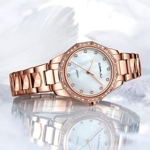 Dames armbandhorloge roze goud mode roestvrij stalen horloge Strass ovaal creatief dames jurk quartz horloge