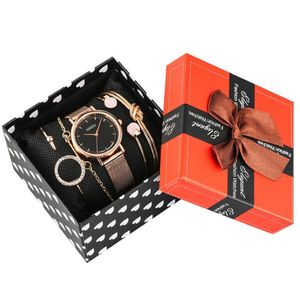 Damesarmbandhorloges hebben roségouden kwarts analoge horloges voor dames roestvrijstalen riem polshorloge voor vrouwelijke 201204 307i ingesteld