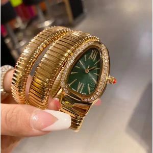 Pulsera de mujer, reloj de mujer, reloj de serpiente de oro, correa de acero inoxidable de diamantes de primeras marcas, reloj de mujer, regalo de San Valentín de Navidad