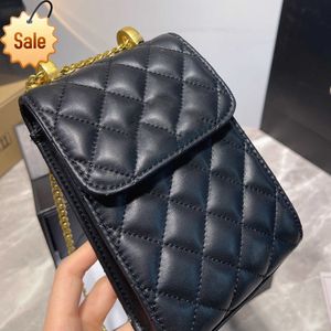 Diseñadores de marcas de mujeres bolsos de hombro de moda Mini Flip Phone Phone Bolsos de alta calidad Hardware de cuero sólido Cadena de oro Crossbody Bag Factory Ventas directas