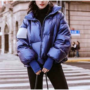 Femmes Lumineux Veste Imperméable Parka Hiver Coupe-Vent Chaud Femme Vestes Rembourré Coton Parkas Mode Femmes Manteau 201210