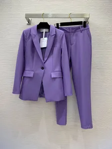 Costume d'affaires pour femmes violet bureau uniforme dames formel pantalon costume smoking veste pantalon D1008