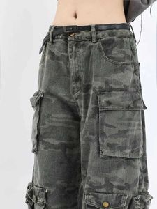 Camouflage voor dames multi -pocket gereedschap jeans broek vrouwen