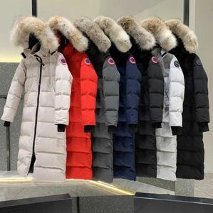 Dames Canadese donsjas Dames designer Parka Winter lang onder de knie capuchon Wolf bontkraag donsjas dikke warme ganzenjas dames