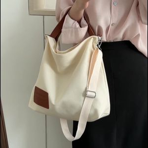 Dames canvas schoudertassen herbruikbare opvouwbare shopper handtassen met grote capaciteit student casual boek draagtassen woon-werkverkeer tas YFA2202