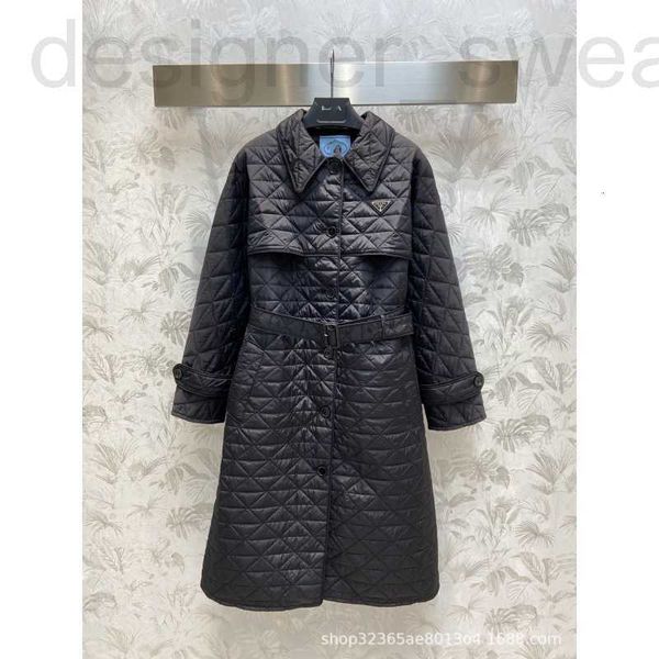 Cape designer femme 22 automne et hiver nouveau losange coton triangle revers trench-coat classique élégant chaud 3TCN