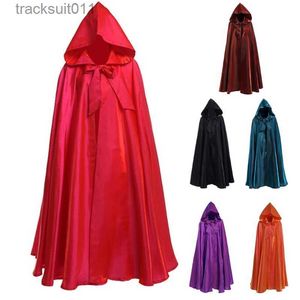 Cape Femme Halloween Party Cosplay Cape Femmes Hommes Adulte Longue Robe Cape À Capuche Sorcellerie Vacances De Noël Couleur Unie Cape Médiévale L230920