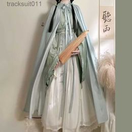 Robe Cape Hanfu pour femmes, ensemble Hanfu Cyan de la dynastie des chansons chinoises anciennes, Costume de Cosplay féminin, Cape Hanfu + 3 pièces, robe de soirée Plus XL L230920