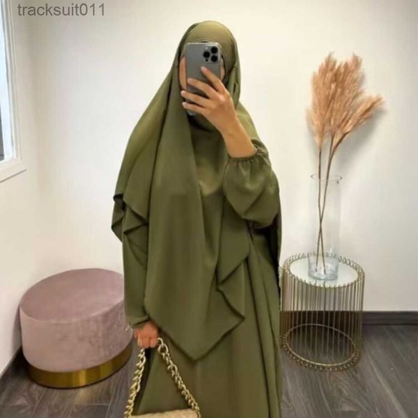 Cape musulmane pour femmes, ensemble 2 pièces pour femmes, manches longues, robe Abaya, Jilbab Khimar, écharpe Hijab, Niqab, vêtements islamiques, tenue de dubaï, turquie, L230920