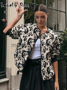 Women's Cape New Ink Printed Quilted Jacket For Women 2023 Casual Long Sleeve Cotton Coats Female Single Breasted Chic High Street Outerwear J230925