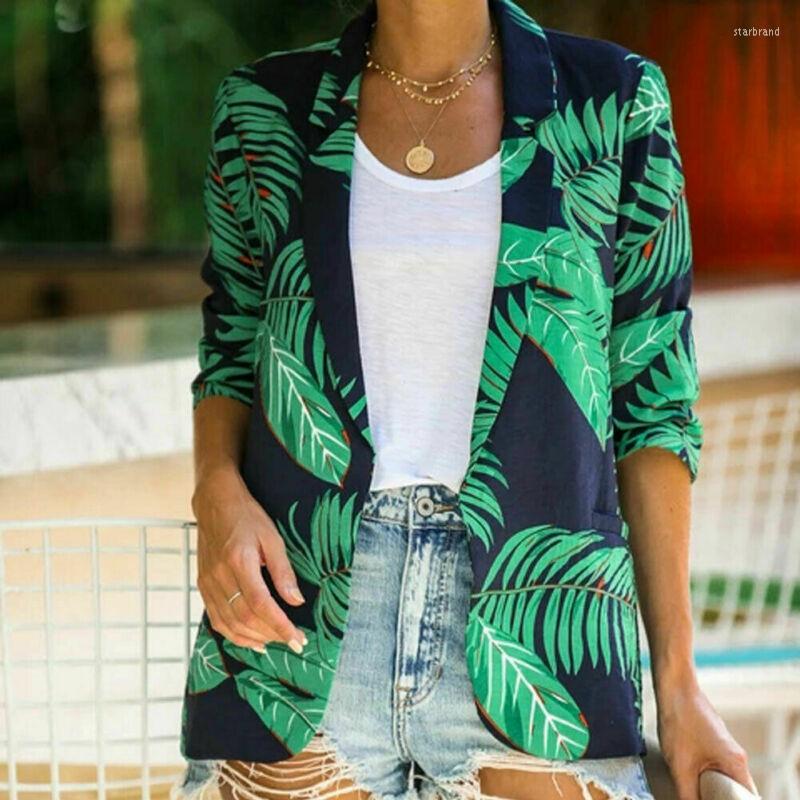 Kvinnor Cape Kvinnliga damer Kort dyker upp ￤rmen ￖppen Front Collared Casual Blazer Jacket Hawaii Coat Green Autumnwomen's