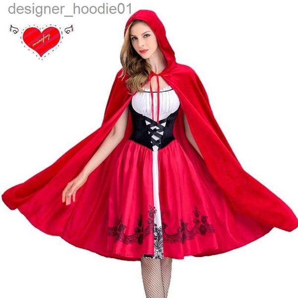 Capa para Mujer Disfraz de Caperucita Roja gótica para Mujer Capa con Capucha Vestido de Fiesta de Halloween de Navidad con Capa Juego de Roles para Adultos Durable S L230914