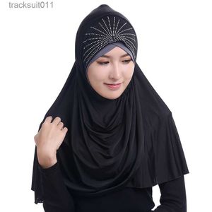 Vrouwen Cape Womens Ijs Zijde Diamant Moslim Islamitische Arabische Sjaal Hijab Islam Kleding Midden-Oosten Eredienst L230920