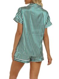 Pyjama Satin décontracté des femmes Set à manches courtes Shirt et short élastique pour vêtements de lungewear pyjamas doux 240228