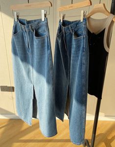 Jupe de jean décontractée pour femmes hautes jupes longues en jean