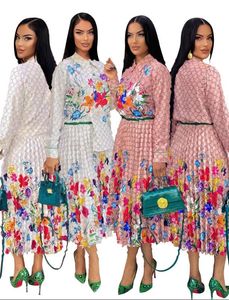 Dames casual jurk 2023 herfst nieuwe chiffon shirt met lange mouwen middellange plooirok dames tweedelige set designer merk damesjurk