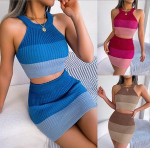 Dames Casual Dress 2023 Zomer Nieuwe Mode Dames Gebreide Hippe Rok Set Sexy Strakke Dames Jurk